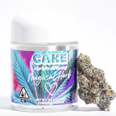 Dragons Dream Cake flower, 3.5g jar of whole buds, sativa-dominant hybrid, sweet tropical, grape berry aroma